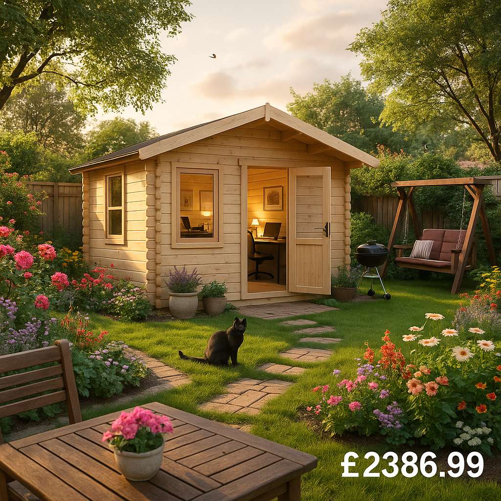 Garden Office - 10'x8' The Caspian 28mm Log Cabin - 0% Finance - Buy Now Pay Later - Tiger Sheds