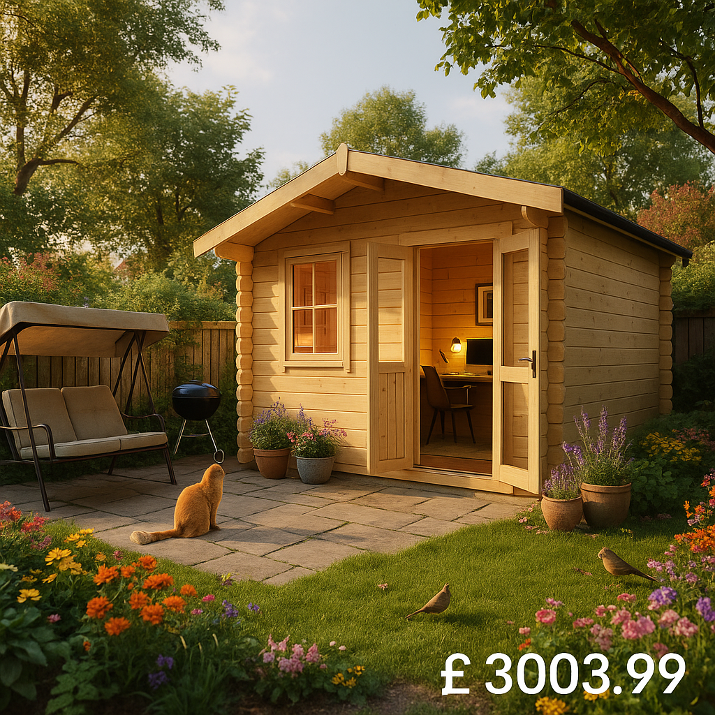 Garden Office - 12'x10' The Caspian 28mm Log Cabin - 0% Finance - Buy Now Pay Later - Tiger Sheds