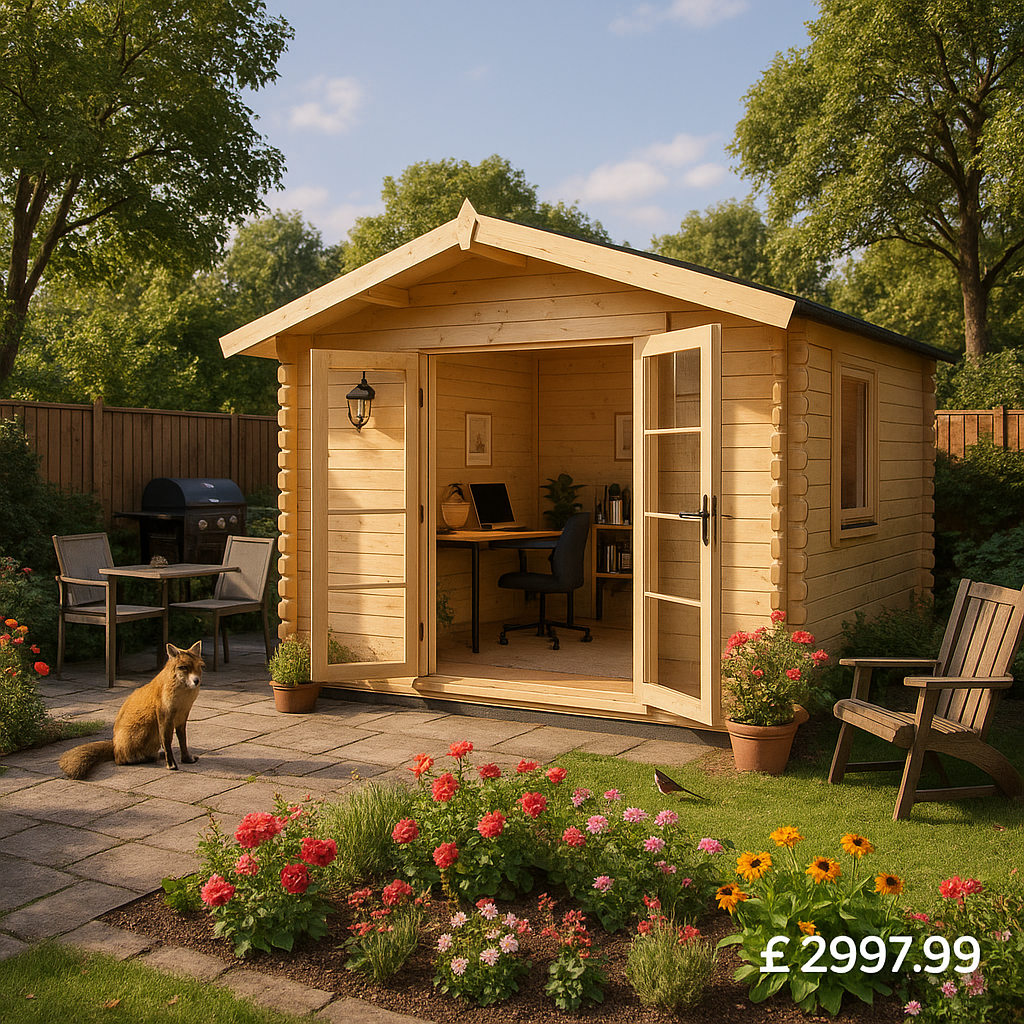 Garden Office - 12'x10' The Panthera 28mm Log Cabin - 0% Finance - Buy Now Pay Later - Tiger Sheds