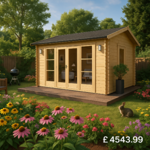 Garden Office - 12'x12' The Balinese 44mm Log Cabin - 0% Finance - Buy Now Pay Later - Tiger Sheds