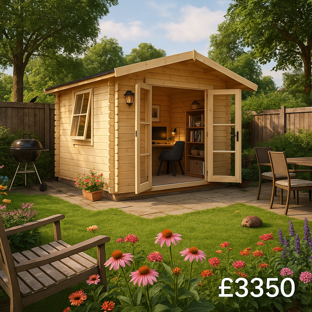 Garden Office - 12'x12' The Panthera 28mm Log Cabin - 0% Finance - Buy Now Pay Later - Tiger Sheds