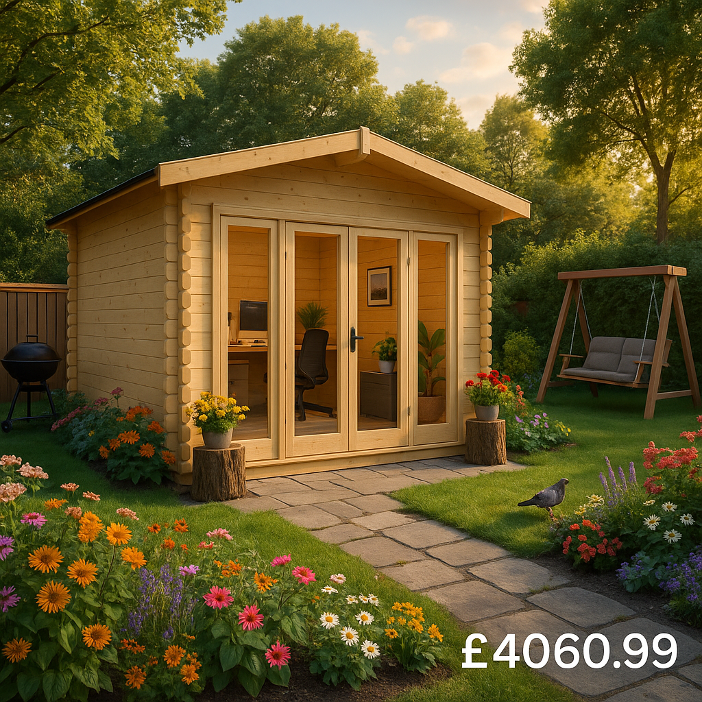 Garden Office - 12'x12' The Siberian 44mm Log Cabin - 0% Finance - Buy Now Pay Later - Tiger Sheds
