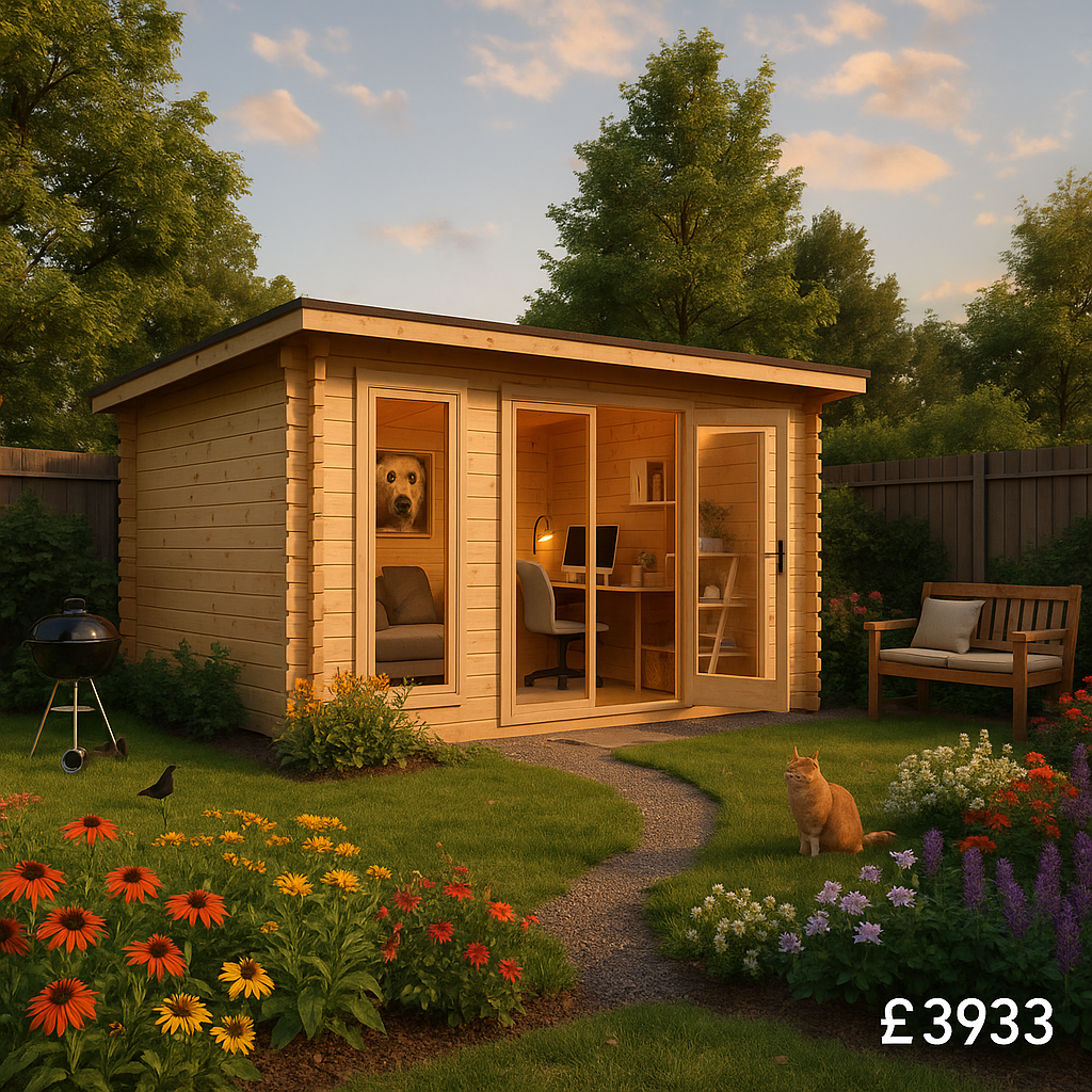 Garden Office - 14'x10' Kerr Log Cabin - 44mm Garden Log Cabins - 0% Finance - Buy Now Pay Later - Tiger Sheds