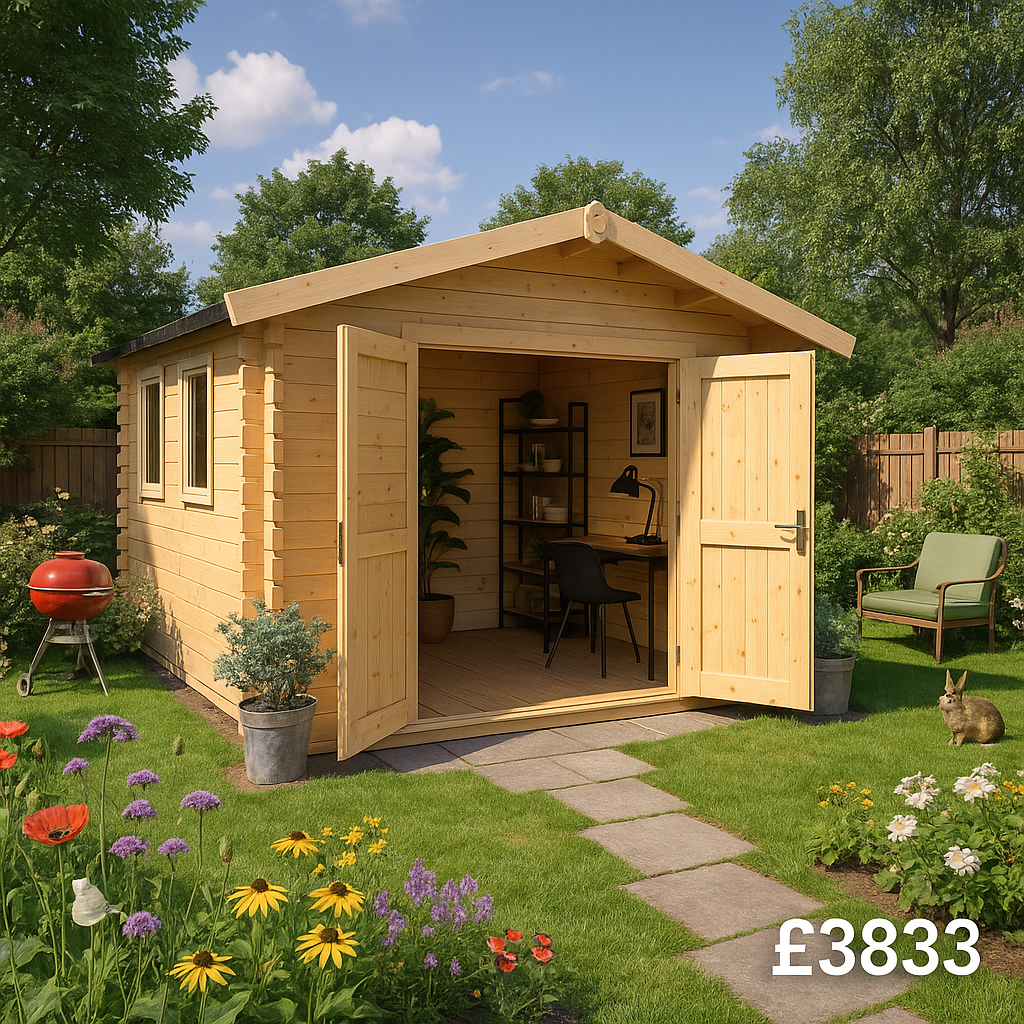 Garden Office - 14'x10' Rayner Log Cabin - Workshop Log Cabins - 0% Finance - Buy Now Pay Later - Tiger Sheds