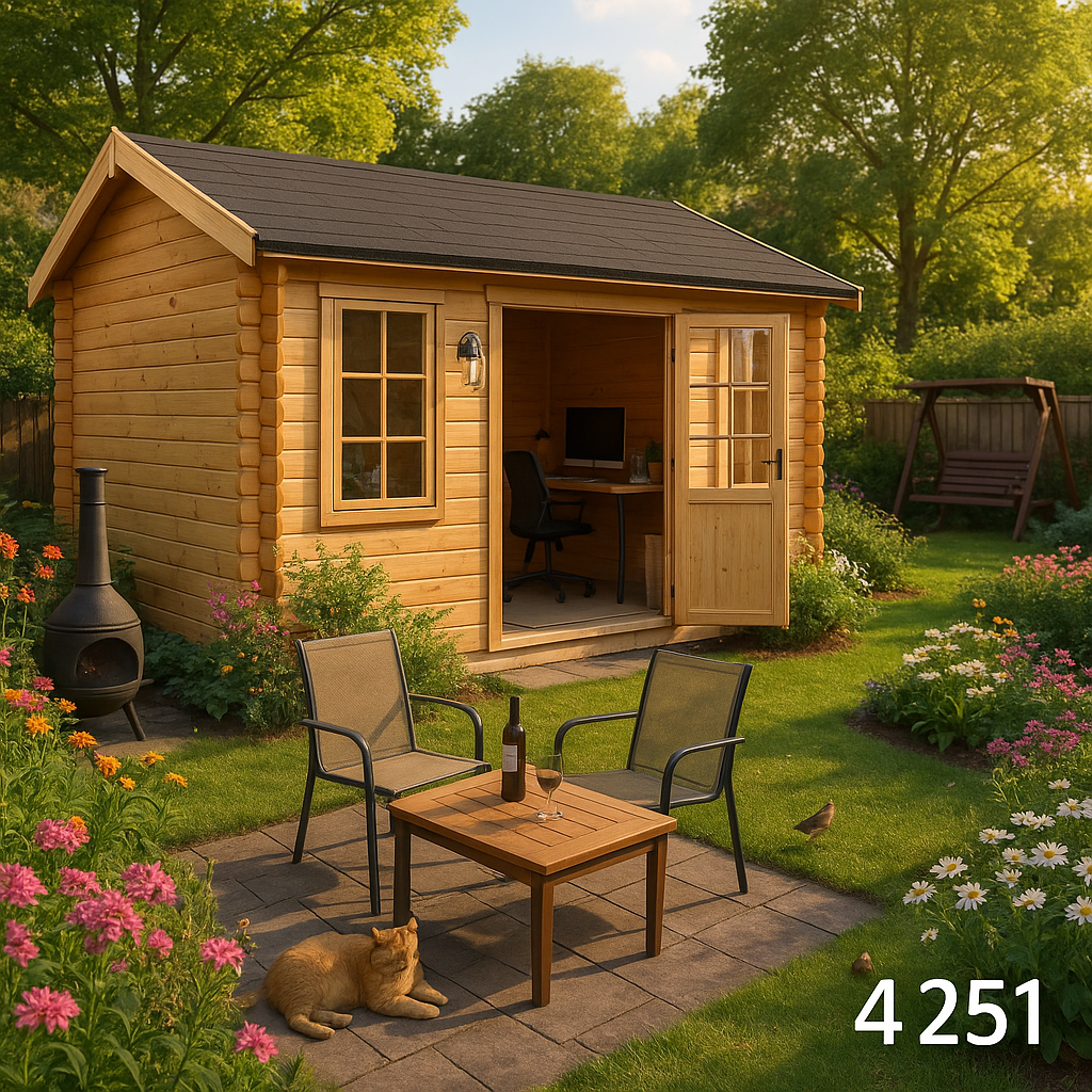 Garden Office - 14'x12' Rosen Log Cabin - 44mm Garden Log Cabins - 0% Finance - Buy Now Pay Later - Tiger Sheds
