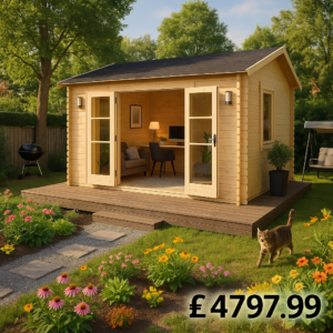 Garden Office - 14'x12' The Balinese 44mm Log Cabin - 0% Finance - Buy Now Pay Later - Tiger Sheds