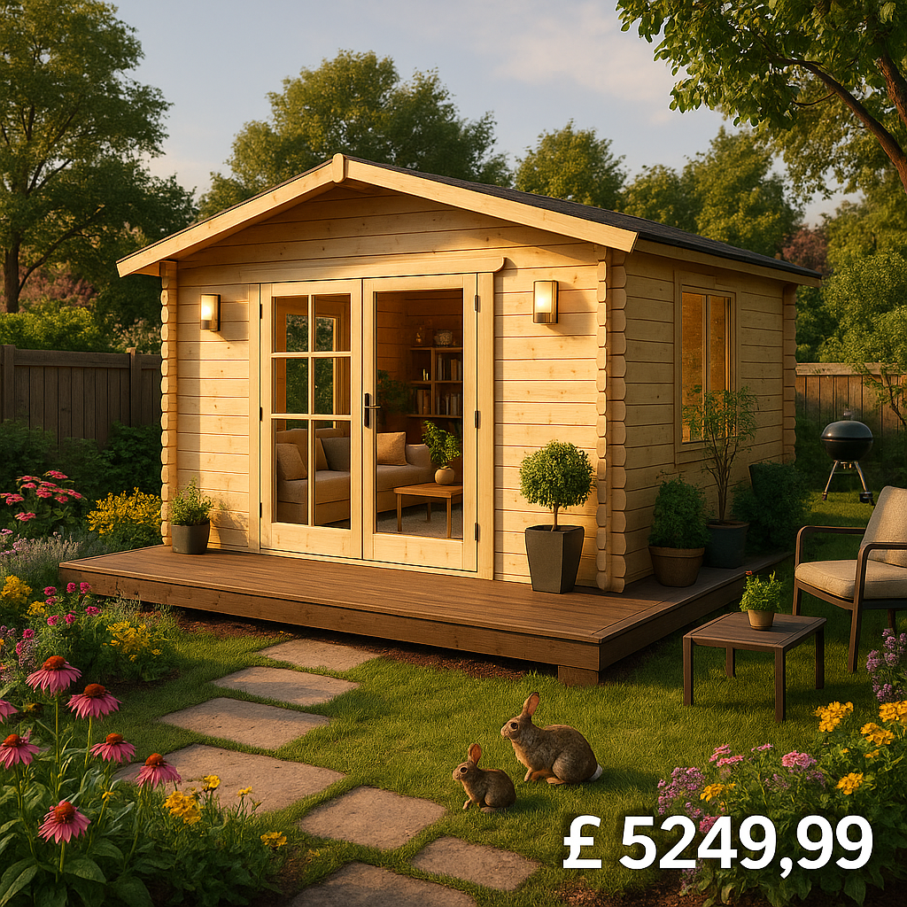 Garden Office - 14'x14' The Balinese 44mm Log Cabin - 0% Finance - Buy Now Pay Later - Tiger Sheds
