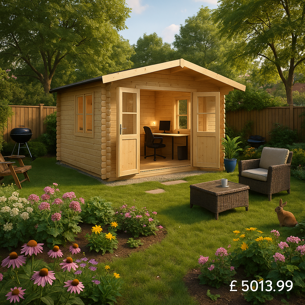 Garden Office - 14'x14' The Zeta 44mm Log Cabin - 0% Finance - Buy Now Pay Later - Tiger Sheds