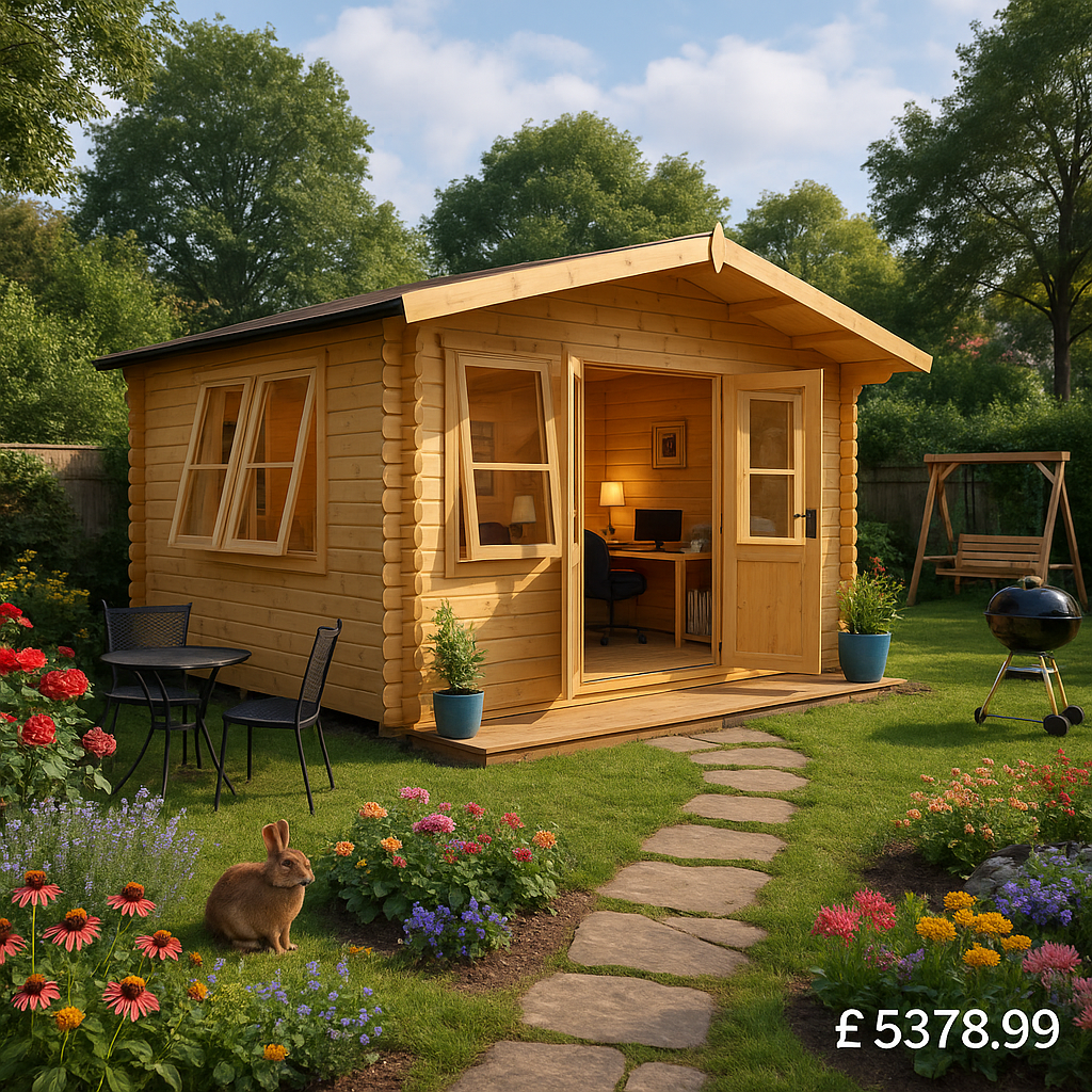 Garden Office - 14'x16' The Zeta 44mm Log Cabin - 0% Finance - Buy Now Pay Later - Tiger Sheds
