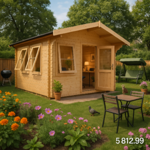 Garden Office - 14'x18' The Zeta 44mm Log Cabin - 0% Finance - Buy Now Pay Later - Tiger Sheds