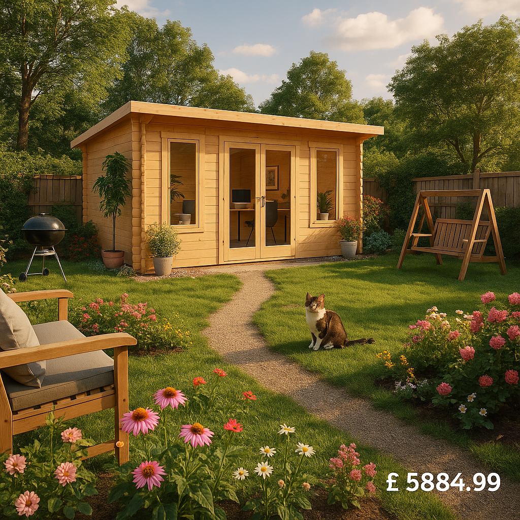 Garden Office - 18'x14' The Procas 44mm Log Cabin - 0% Finance - Buy Now Pay Later - Tiger Sheds