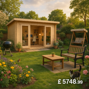 Garden Office - 20'x12' The Procas 44mm Log Cabin - 0% Finance - Buy Now Pay Later - Tiger Sheds
