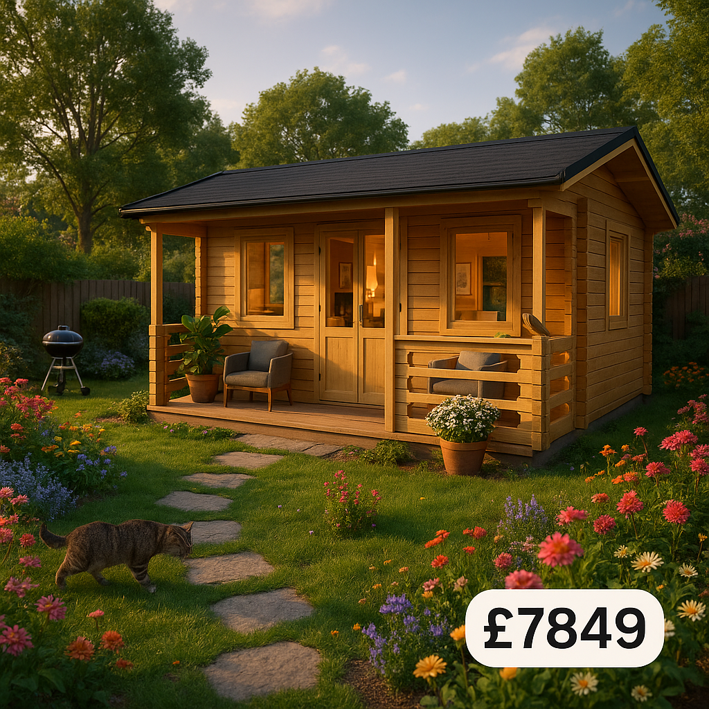 Garden Office - 20'x18' The Sigma 44mm Log Cabin Inc Veranda - 0% Finance - Buy Now Pay Later - Tiger Sheds