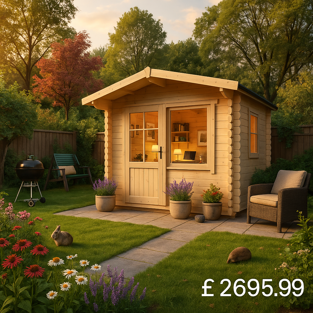 Garden Office - 8'x12' The Caspian 28mm Log Cabin - 0% Finance - Buy Now Pay Later - Tiger Sheds