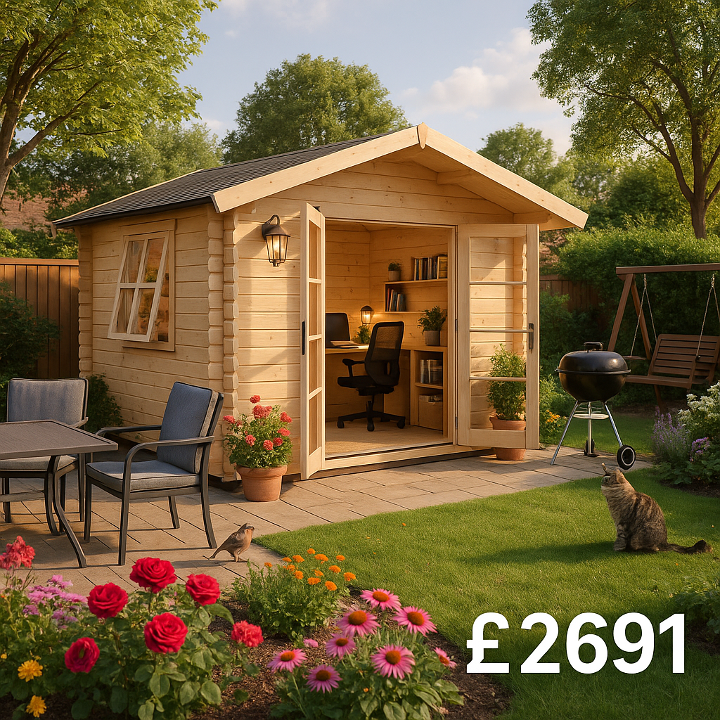 Garden Office - 8'x12' The Panthera 28mm Log Cabin - 0% Finance - Buy Now Pay Later - Tiger Sheds