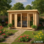 Garden Office & Garden Gym Room - 12'x8' The Aura 44mm Log Cabin - 0% Finance - Buy Now Pay Later - Tiger Sheds