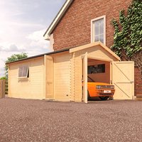 18'x14' The Malayan Garage 44mm Log Cabin - 0% Finance - Buy Now Pay Later - Tiger Sheds