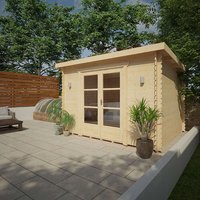 10'x8' The Corbetti Log Cabin - 28mm Pent Log Cabins - 0% Finance - Buy Now Pay Later - Tiger Sheds